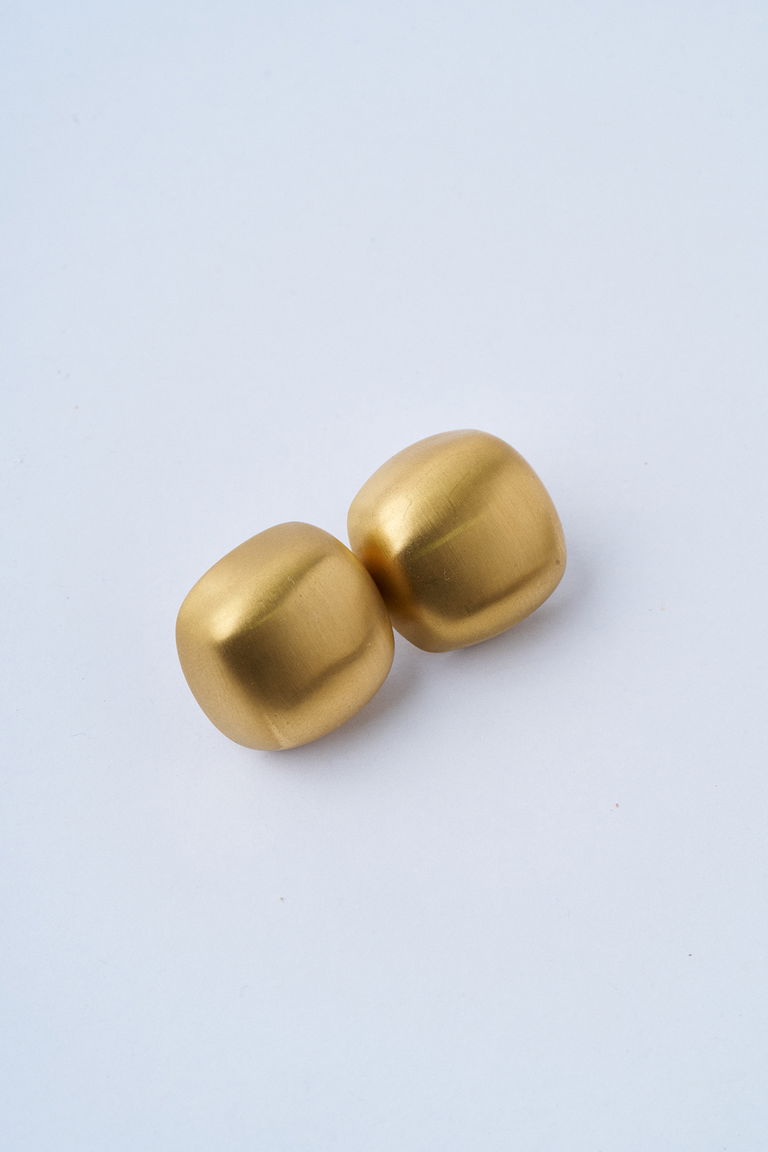 Matte Round Gold Çelik Küpe - 1