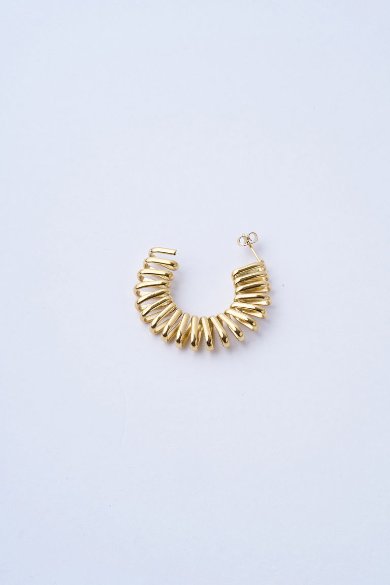 Oval Spring Gold Çelik Küpe - 1